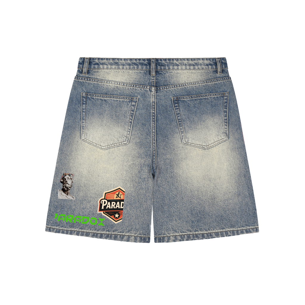 Faded Distressed Baggy Denim Shorts