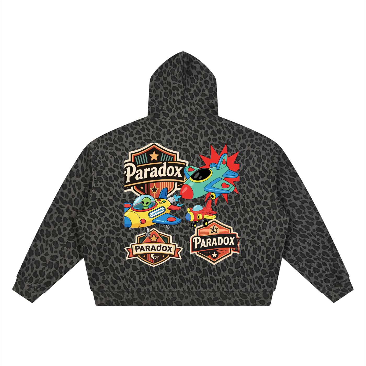 Unisex Leopard Print Waffle Full Zip Hoodie