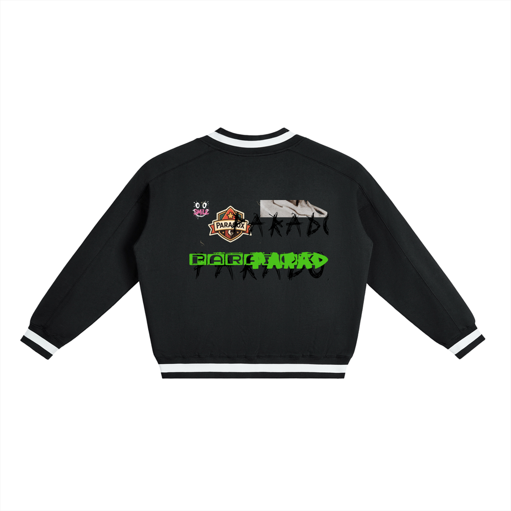 V-Neck Contrast Collar Boxy Sweatshirt