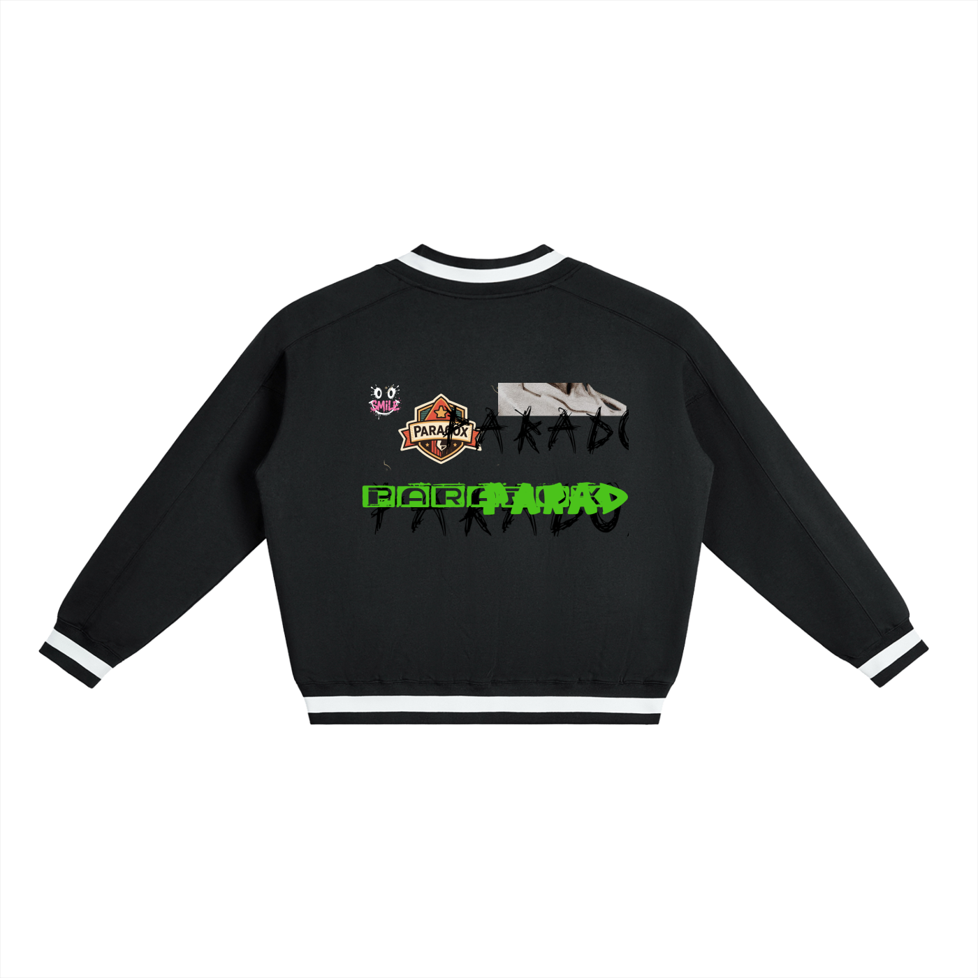 V-Neck Contrast Collar Boxy Sweatshirt