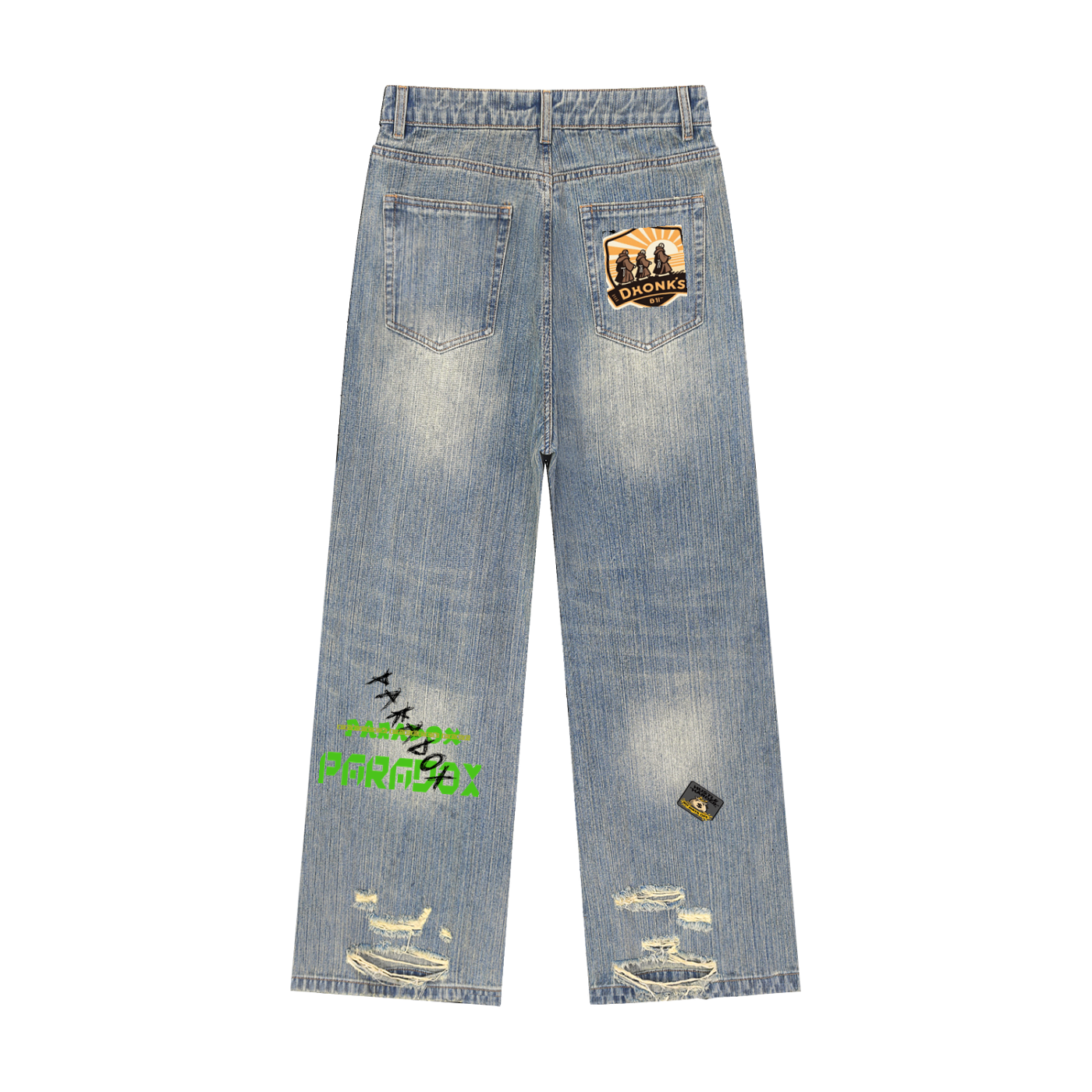 Vintage Wash Distressed Denim Jeans