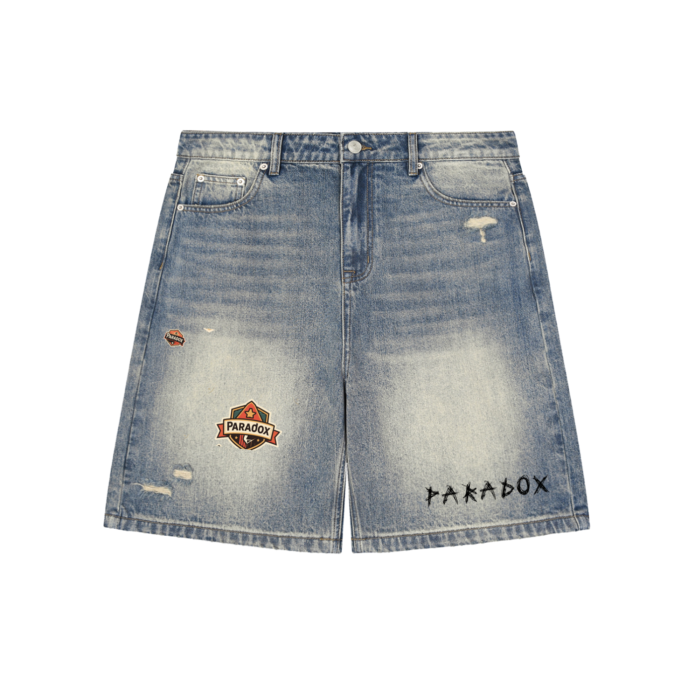 Faded Distressed Baggy Denim Shorts