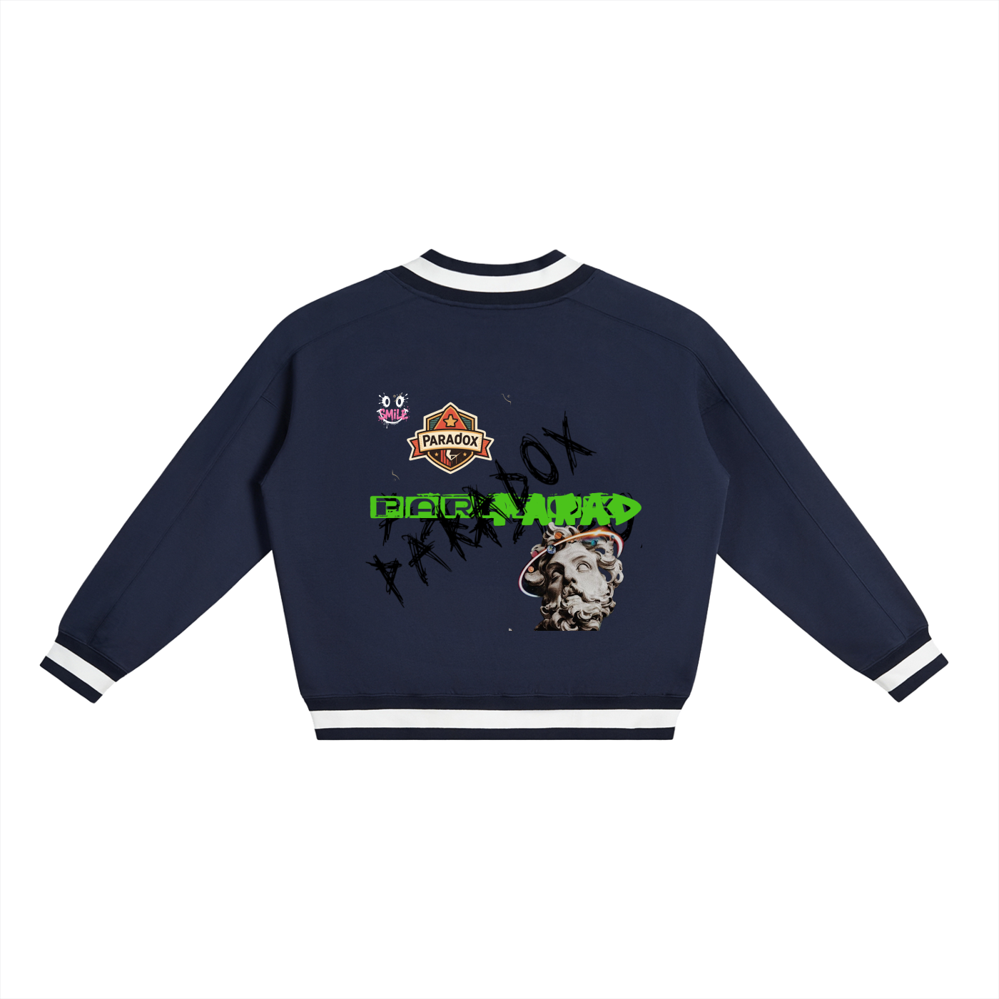 V-Neck Contrast Collar Boxy Sweatshirt