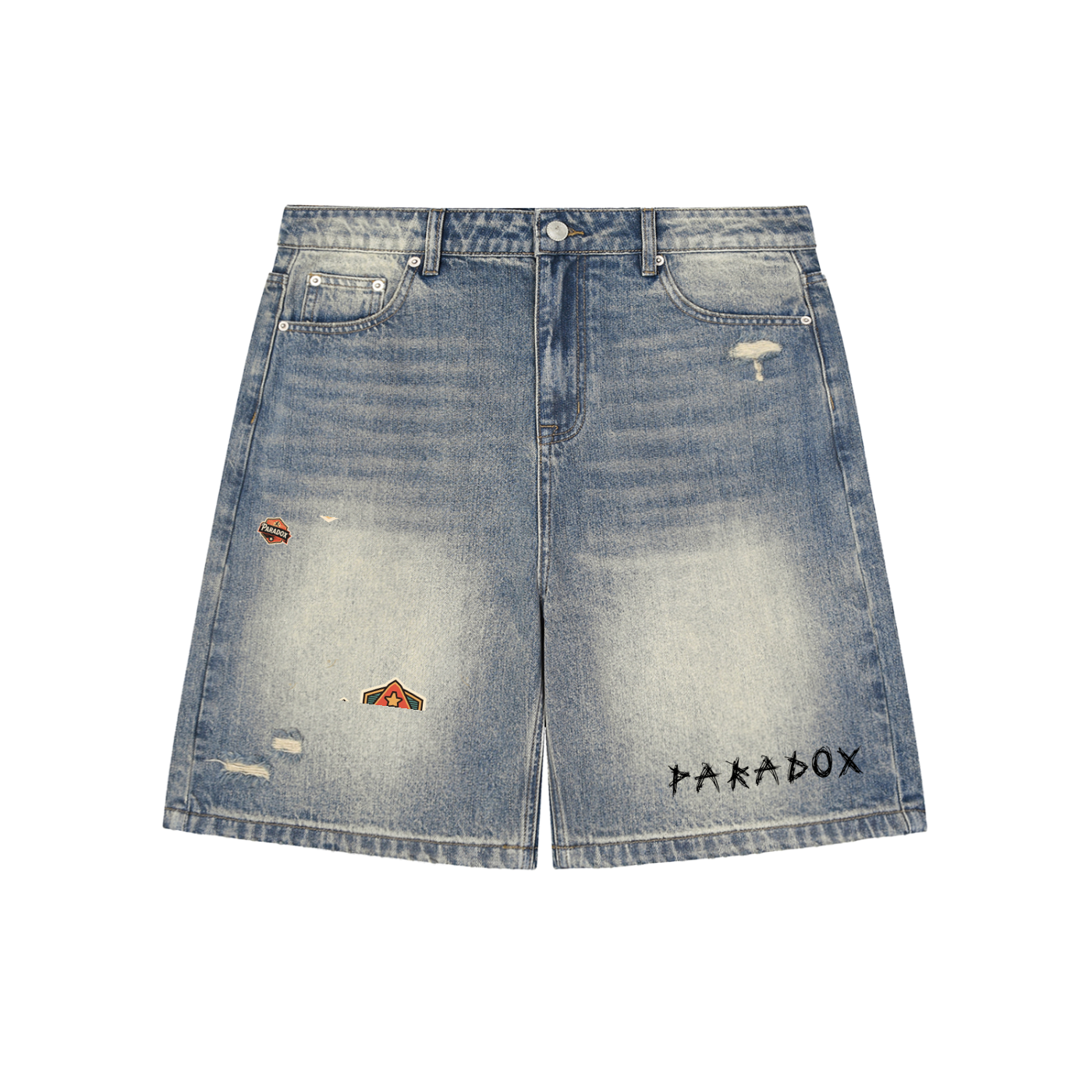 Faded Distressed Baggy Denim Shorts