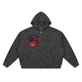 Unisex Leopard Print Waffle Full Zip Hoodie