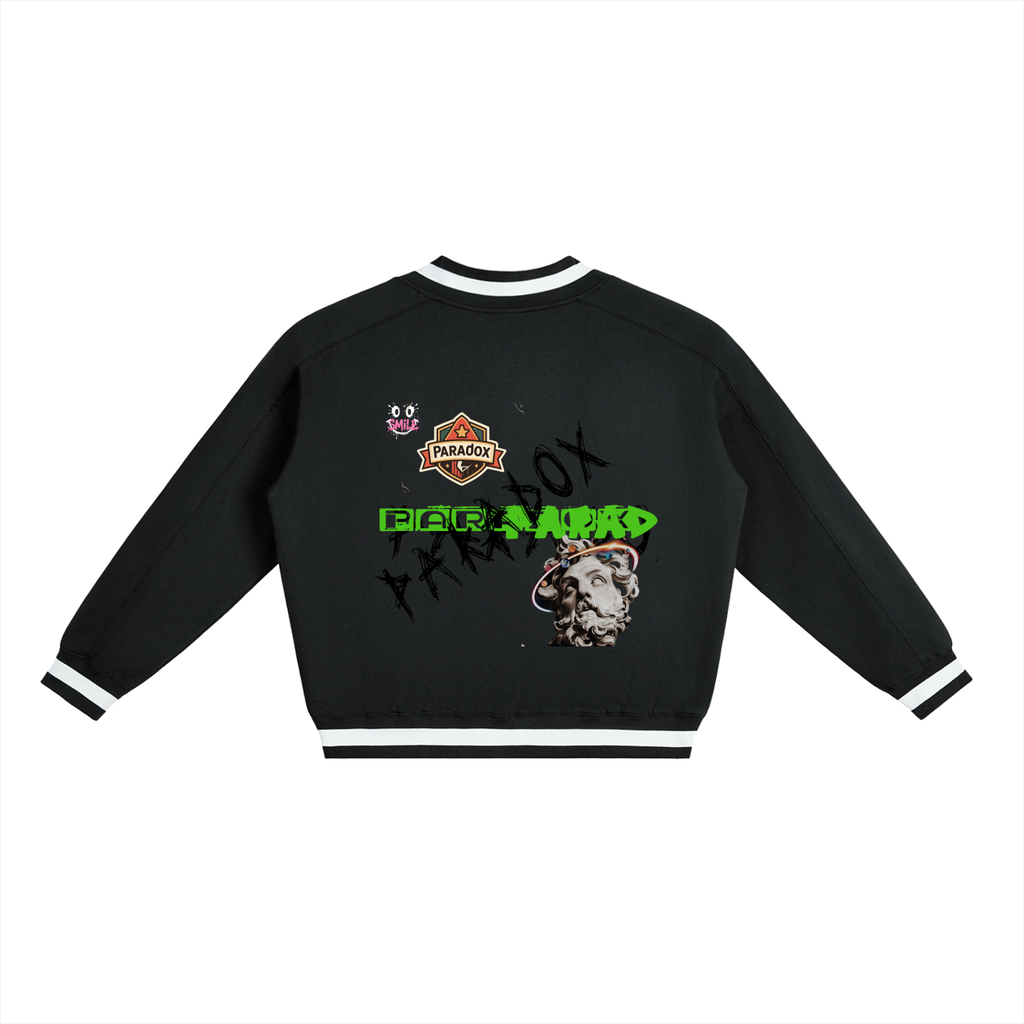 V-Neck Contrast Collar Boxy Sweatshirt