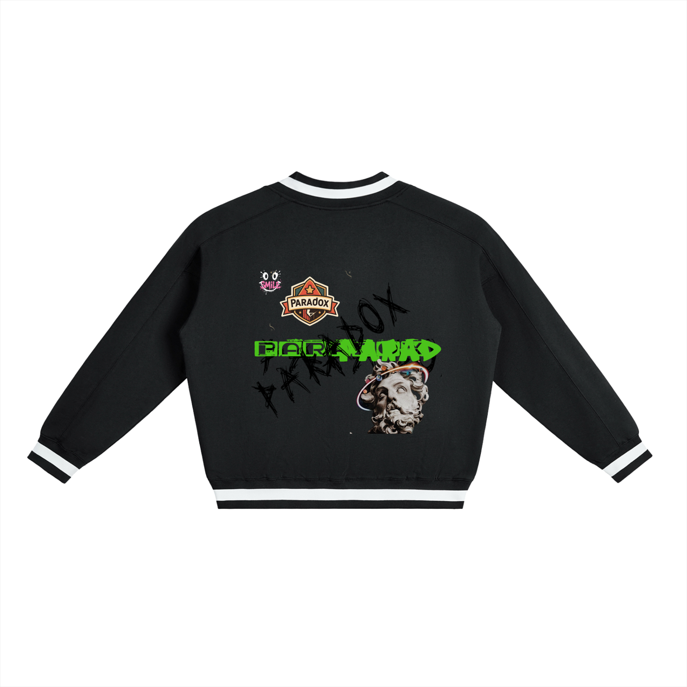 V-Neck Contrast Collar Boxy Sweatshirt