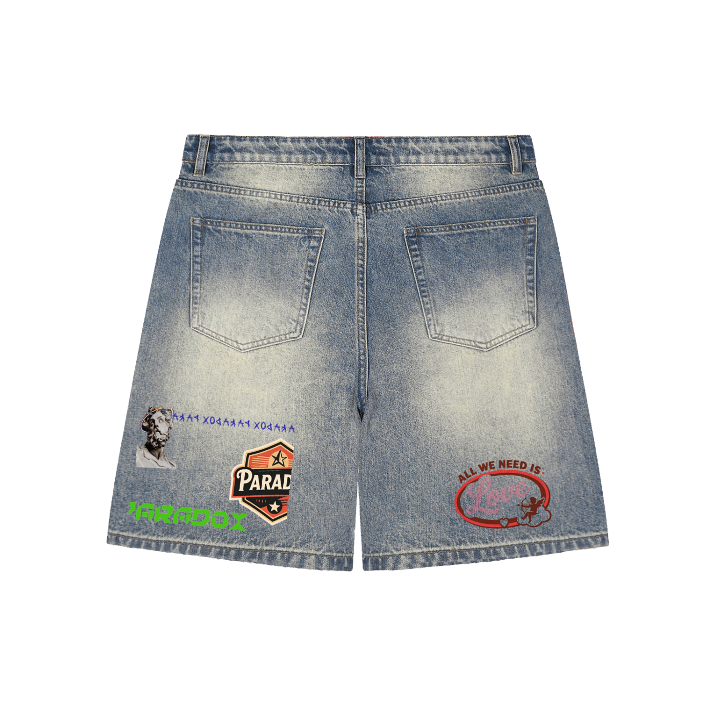 Faded Distressed Baggy Denim Shorts