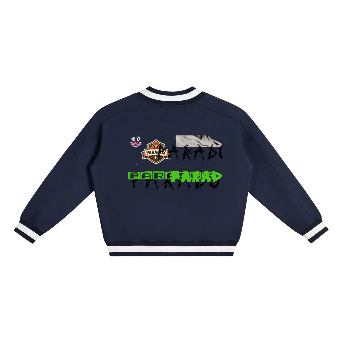 V-Neck Contrast Collar Boxy Sweatshirt